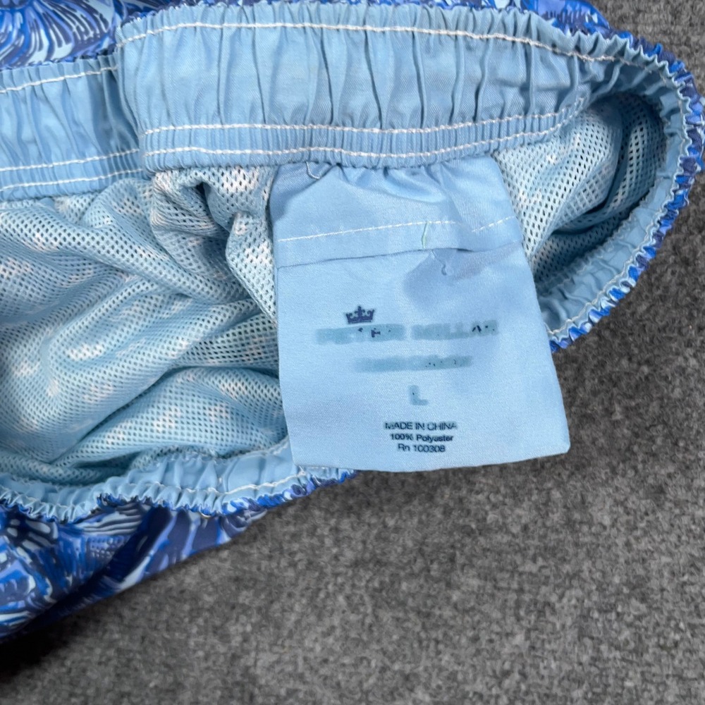 Peter Millar Swim Trunks Mens Large Blue Shell Print Mesh Lined Board Shorts AOP - Picture 3 of 8